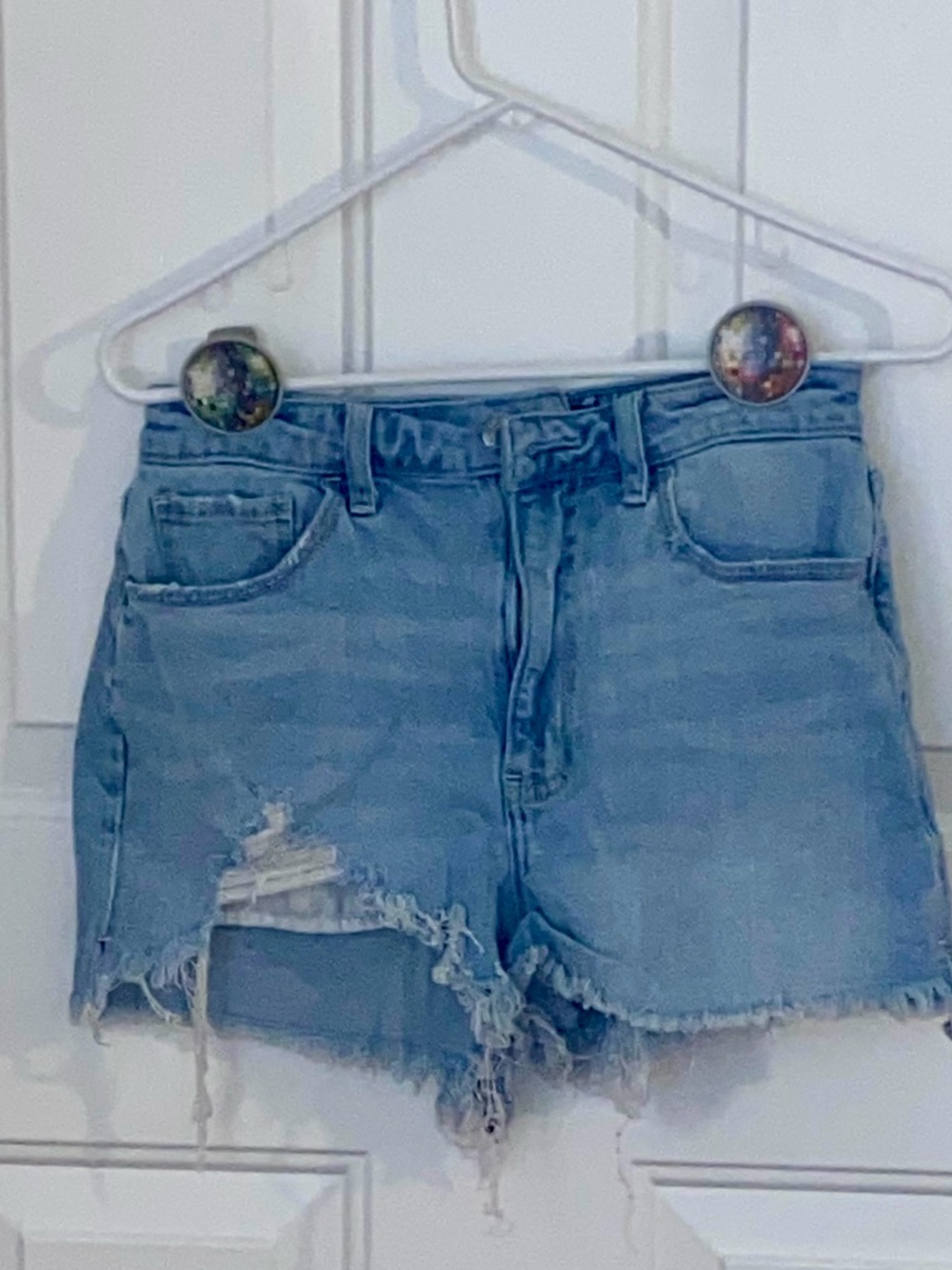 Hollister Distressed Denim Shorts in Light Blue